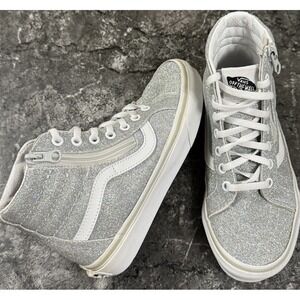 Vans Sk8 Hi Zip‎ Skate Shoes Youth 1.5 Glitter Lace Up High Top Sneakers